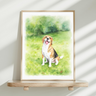 Custom Watercolor Pet Portrait – Green Garden Scene from Your Photo