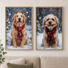 Custom Winter Pet Portrait – Snowy Christmas Scarf Painting