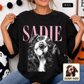 Personalized Black & White Pet Portrait Tee – Custom Name & Photo example 2