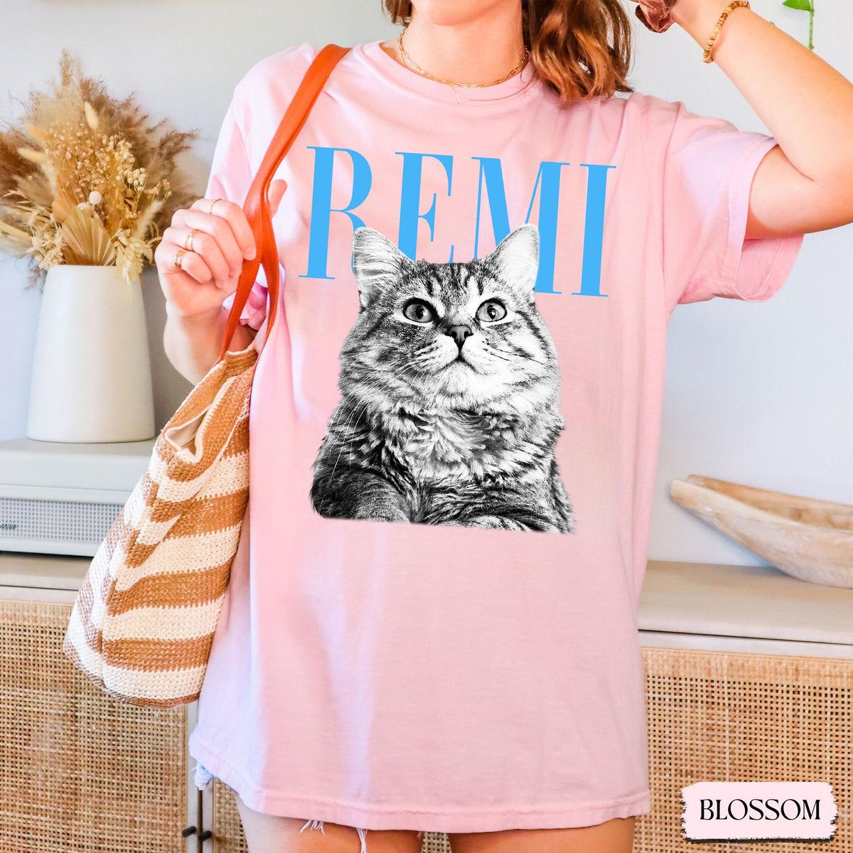 Personalized Black & White Pet Portrait Tee – Custom Name & Photo example 6