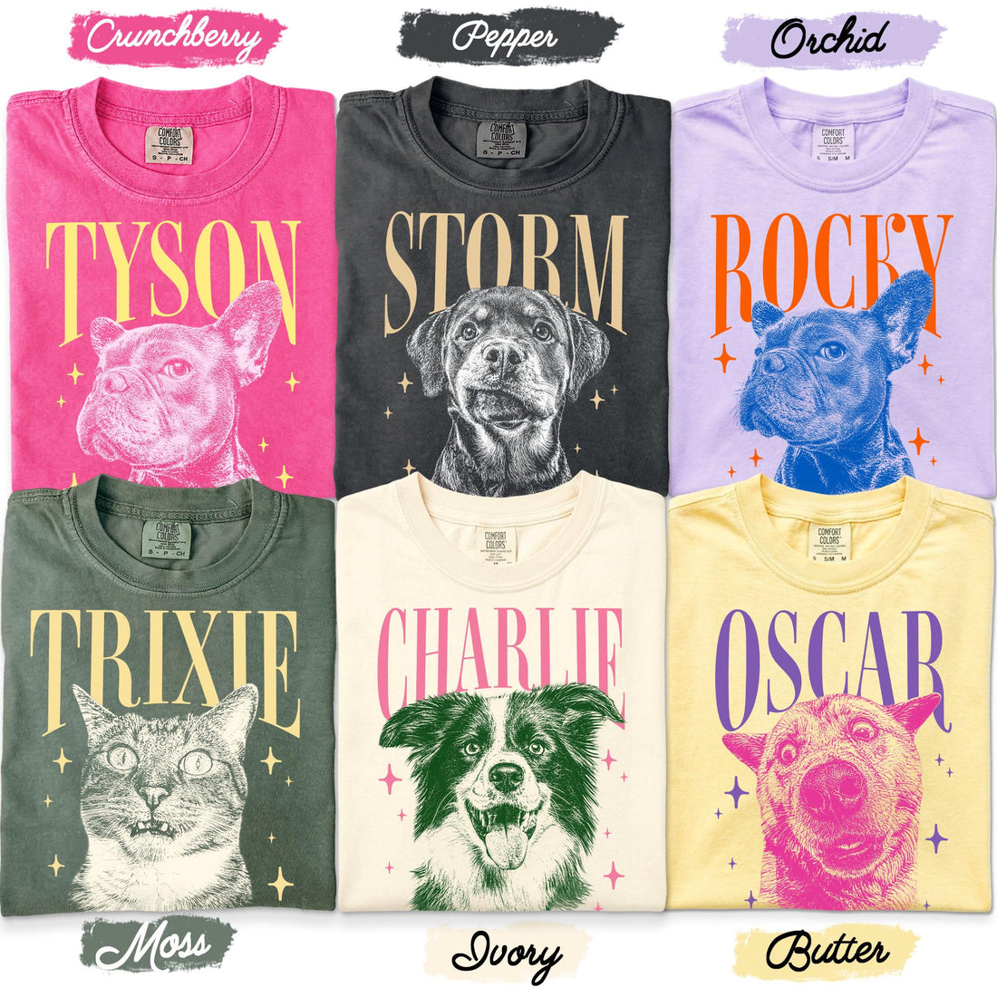 Personalized Pet Name Portrait Comfort Colors Tee – 6 Custom Styles – product image 18