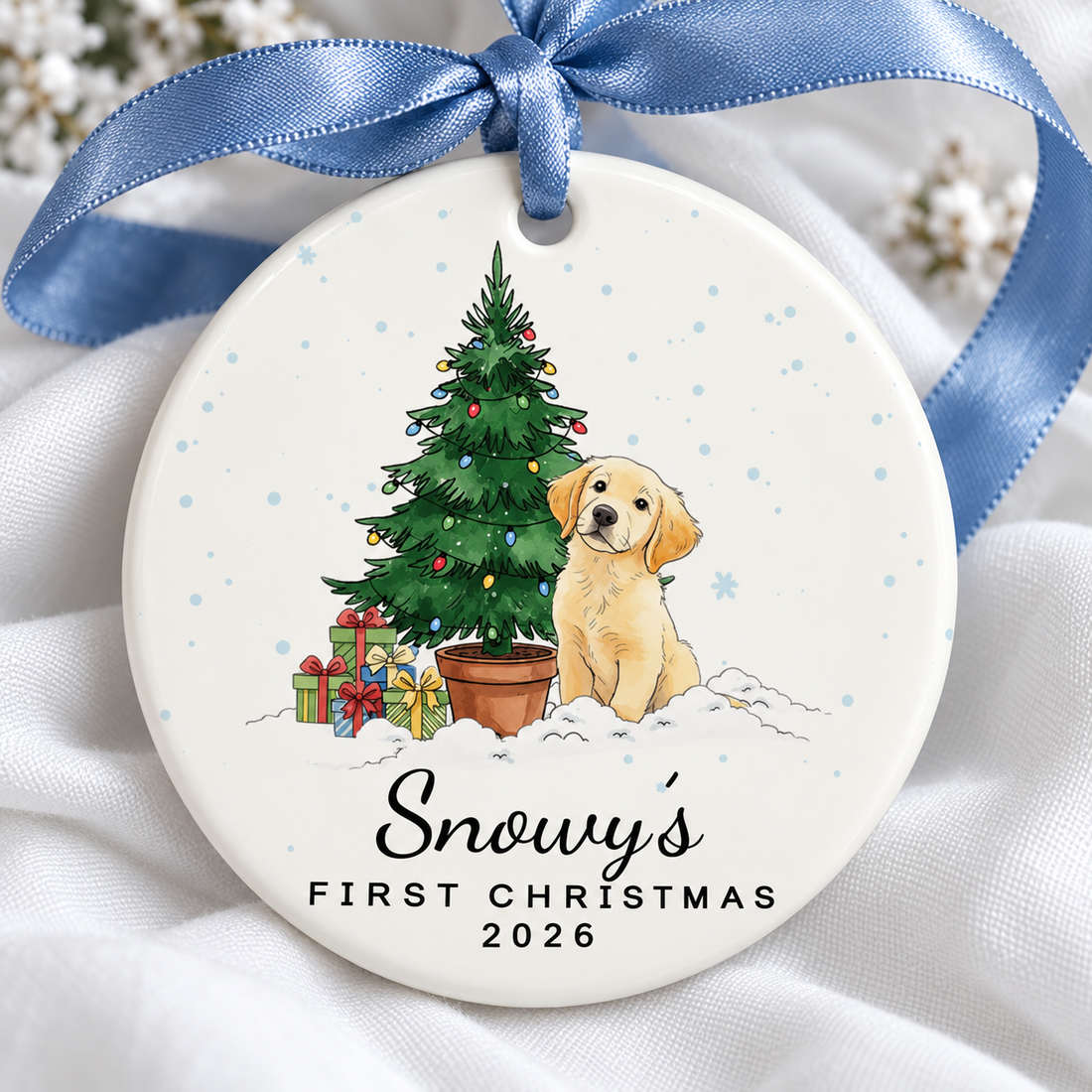 Personalized First Christmas Pet Ornament – Custom Photo & Name Gift