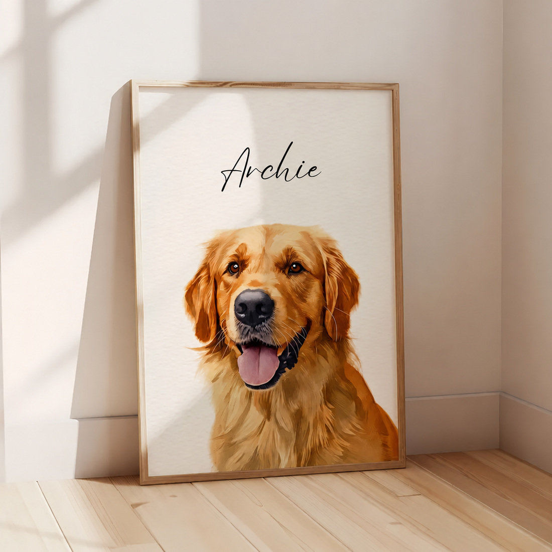 Personalized Watercolor Pet Portrait Poster – Custom Name Dog Lover Gift