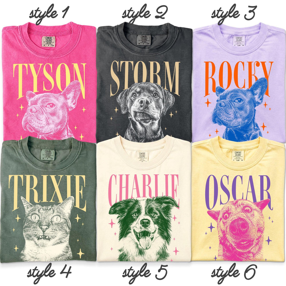 Personalized Pet Name Portrait Comfort Colors Tee – 6 Custom Styles – product image 18