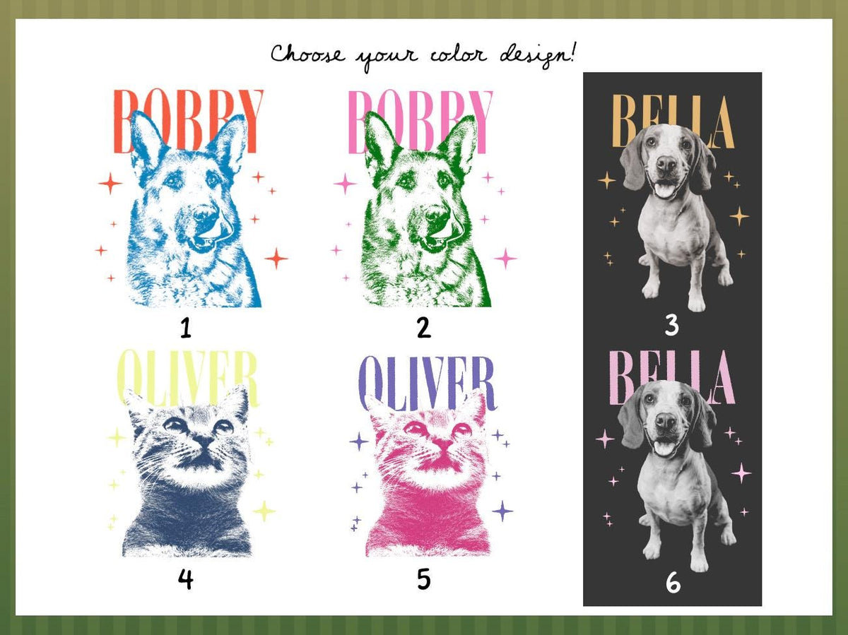 Personalized Colorful Pet Portrait Comfort Colors Tee – Custom Name & Photo example 3