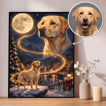 Personalized Howling Dog Christmas Portrait Poster – Custom Photo & Name Gift