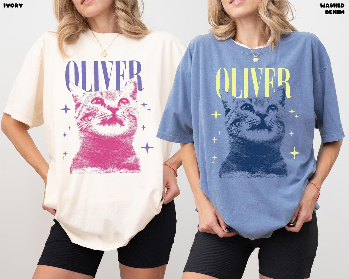 Personalized Colorful Pet Portrait Comfort Colors Tee – Custom Name & Photo example 6