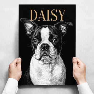 Personalized Dog Portrait sketch "Retro"