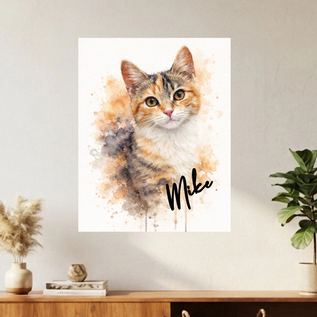 Custom Cat Portrait Poster - Water Color Effect