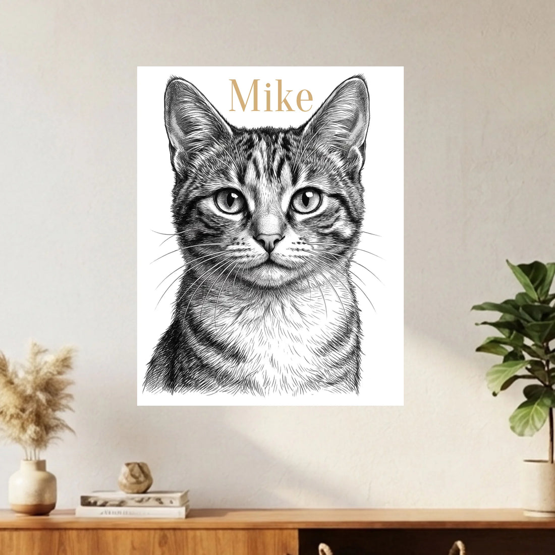 Custom Cat Portrait Poster - Sketch Style Art