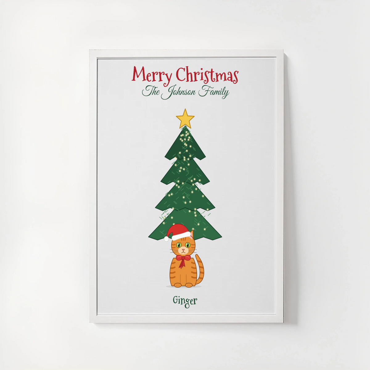 Personalized Christmas Cats Framed Poster - White Frame