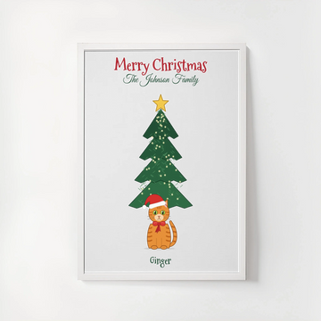 Personalized Christmas Cats Framed Poster - White Frame