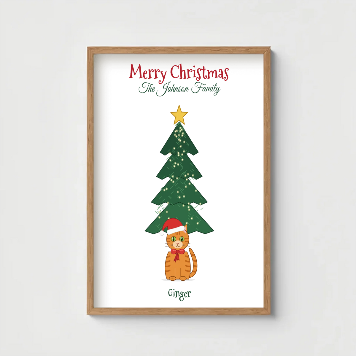 Personalized Christmas Cats Framed Poster - Wood Frame