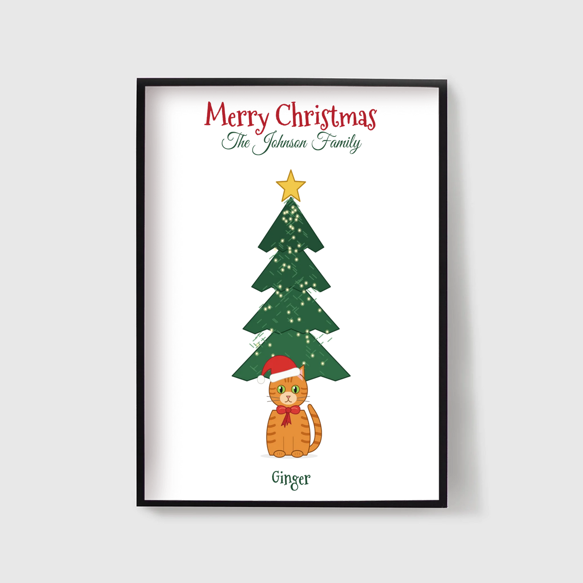 Personalized Christmas Cats Framed Poster - Black Frame