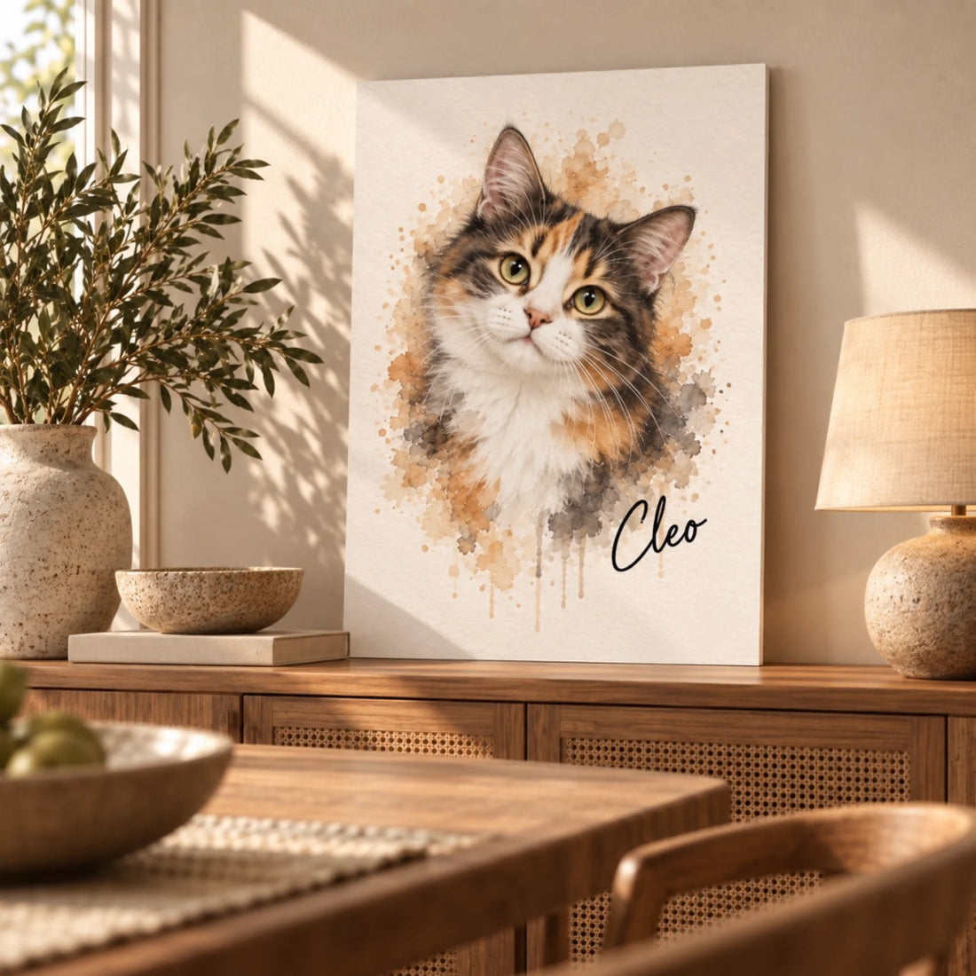 Custom Cat Portrait – Watercolor Style – custom pet portrait made from your photo (1 of 14)