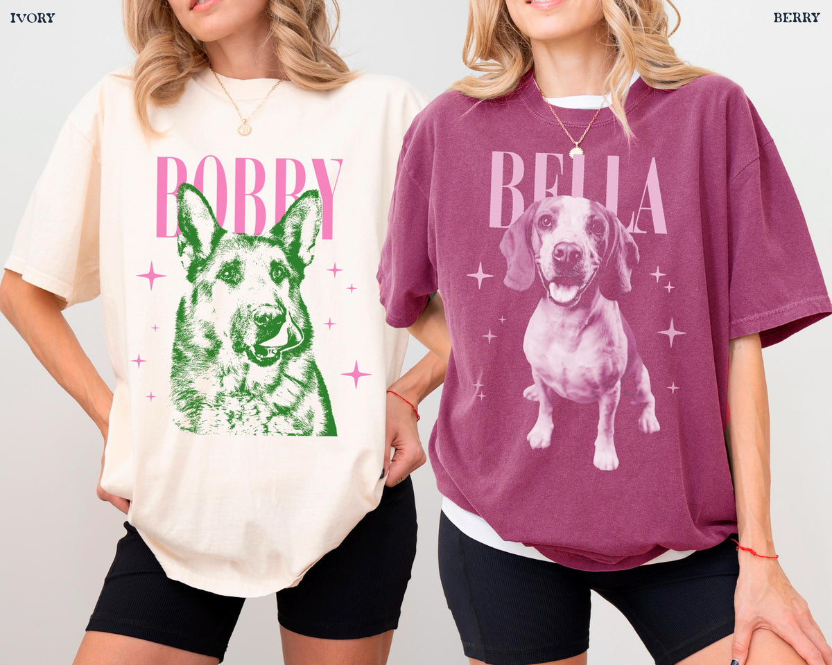 Personalized Colorful Pet Portrait Comfort Colors Tee – Custom Name & Photo example 7