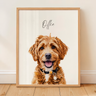 Personalized Watercolor Pet Portrait Poster – Custom Name Dog Lover Gift