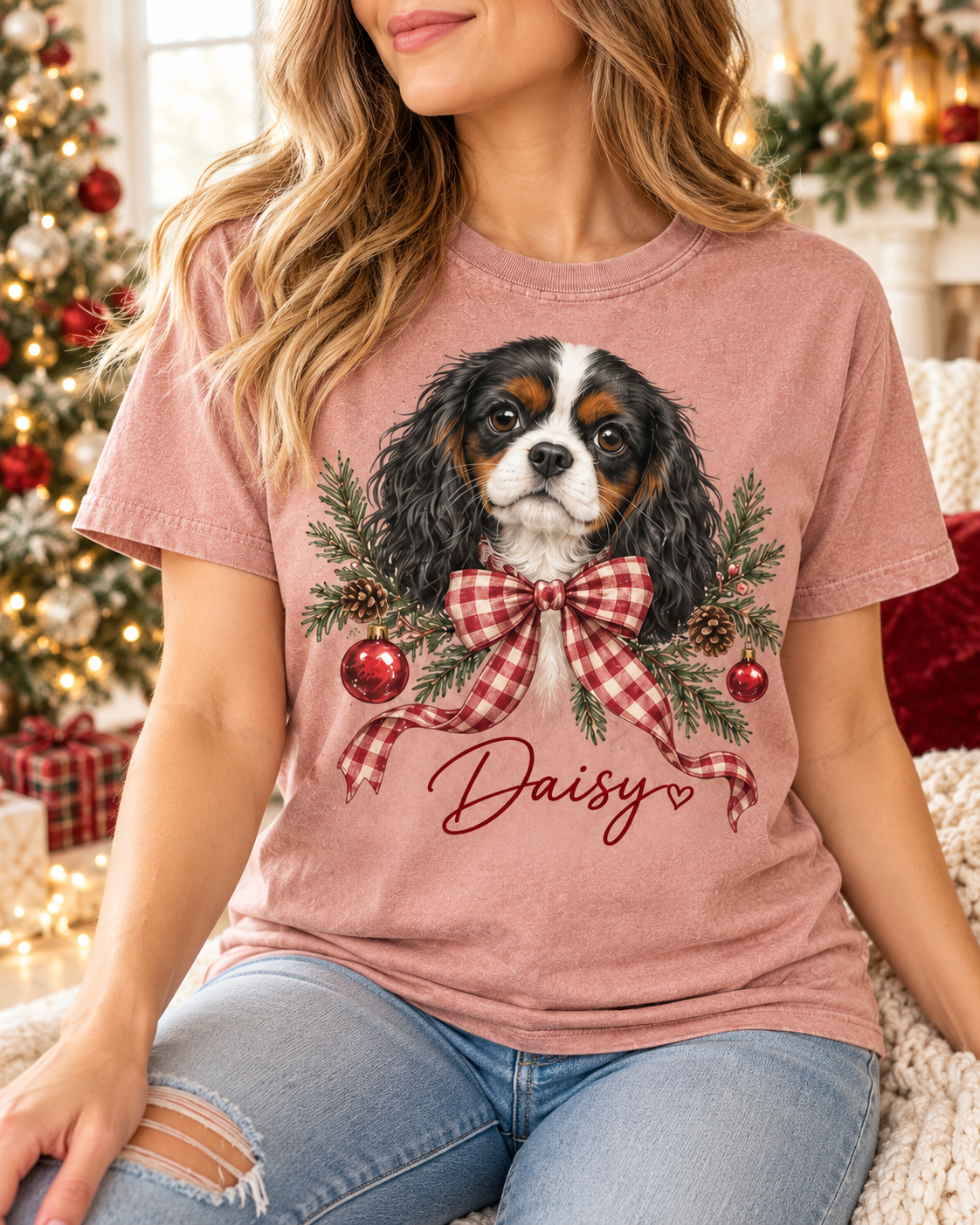 Personalized Christmas Pet Photo Comfort Colors Tee – 3 Designs – product image 5