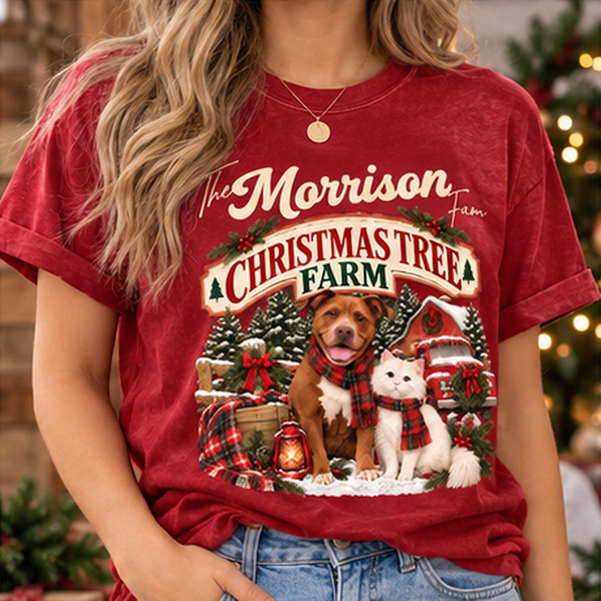 Christmas Tree Farm Pet Portrait Tee – image 4