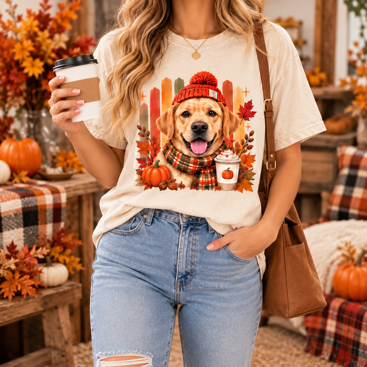 Pumpkin Spice Fall Pet Portrait Tee – image 2