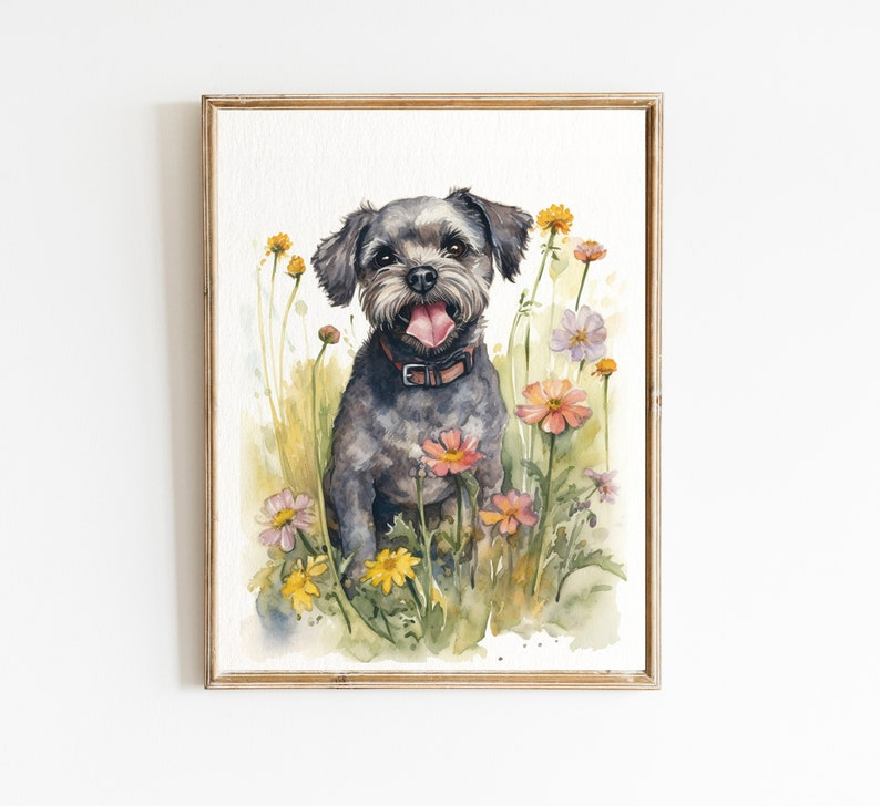 Custom Watercolor Pet Portrait – Full Body Dog Art with Name