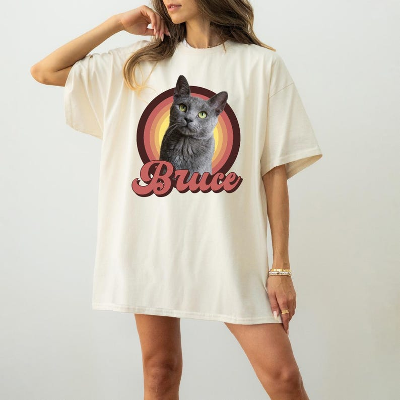 Personalized Retro Sunburst Pet Portrait Tee – Custom Name & Photo example 2
