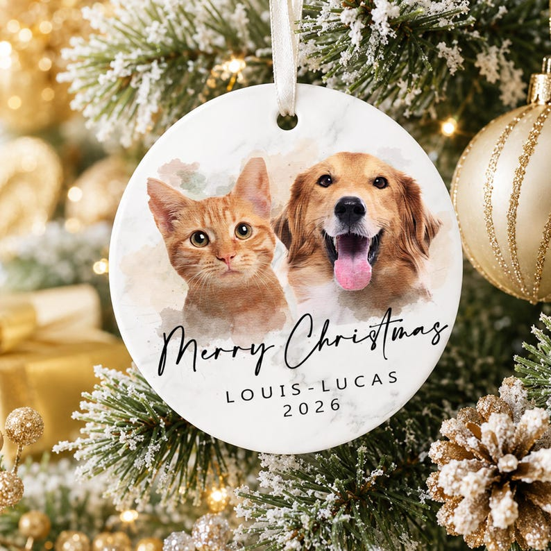 Personalized Pet Christmas Ornament From Photo: Dogs First Christmas Ornament