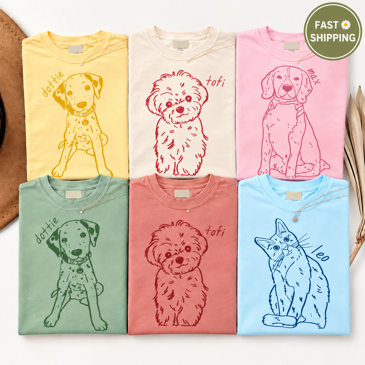 Personalized Outline Pet Portrait Tee – Custom Name & Photo
