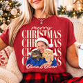 Personalized Merry Christmas Pet & Family Tee – Up to 3 Portraits example 6