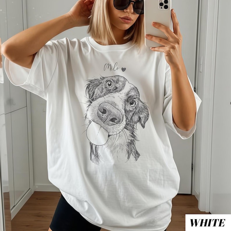 Personalized Line Art Pet Portrait Shirt – Custom Photo & Name Gift