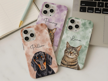 Personalized Watercolor Pet Phone Case – Custom Photo & Name Gift