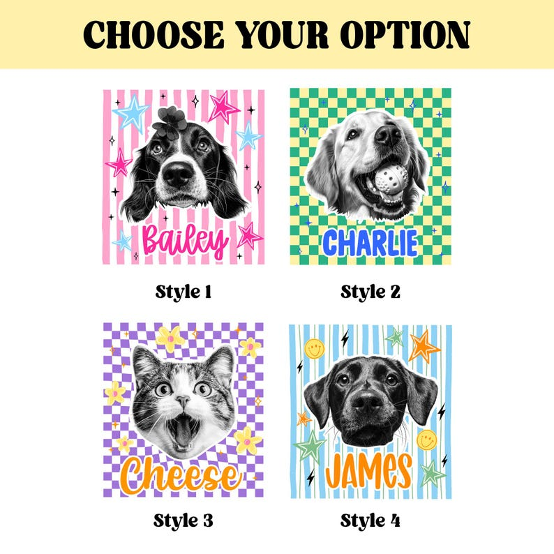 Personalized Retro Checkerboard Pet Portrait Tee – Custom Name & Photo example 3