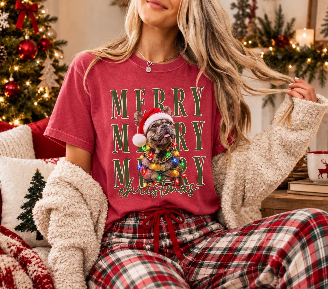 Personalized Merry Christmas Pet Portrait Tee – Custom Photo example 4