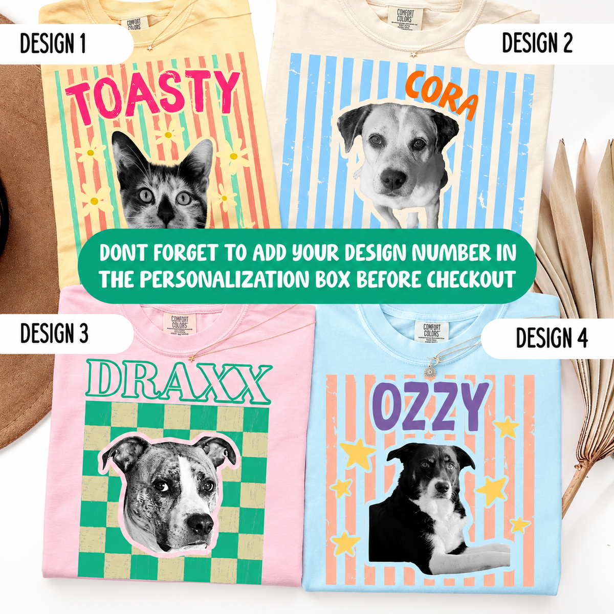 Personalized Retro Pattern Pet Portrait Tee – 4 Designs, Custom Name & Photo example 2