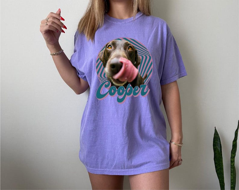 Personalized Retro Sunburst Pet Portrait Tee – Custom Name & Photo example 5