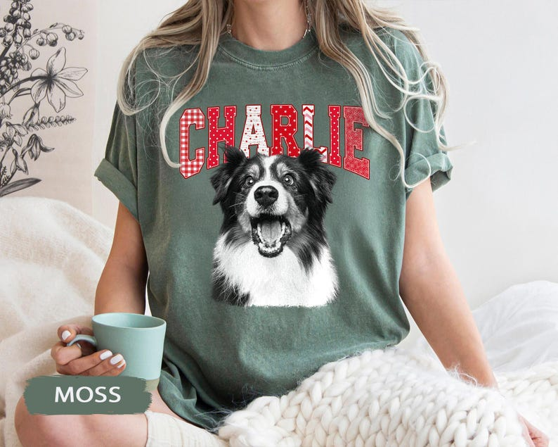 Personalized Gingham Varsity Pet Portrait Tee – Custom Name & Photo example 3