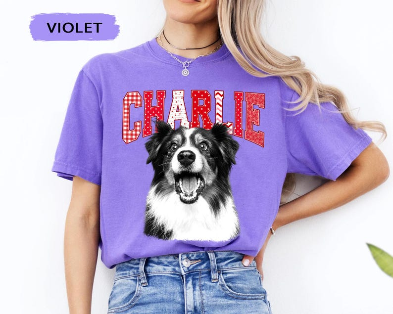 Personalized Gingham Varsity Pet Portrait Tee – Custom Name & Photo example 4