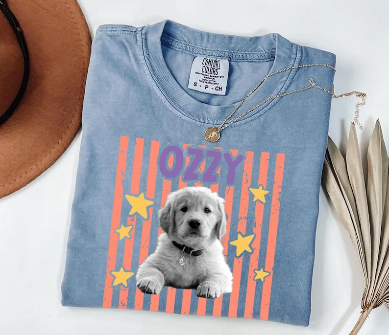 Personalized Pastel Star Pet Portrait Tee – Custom Name & Photo example 8