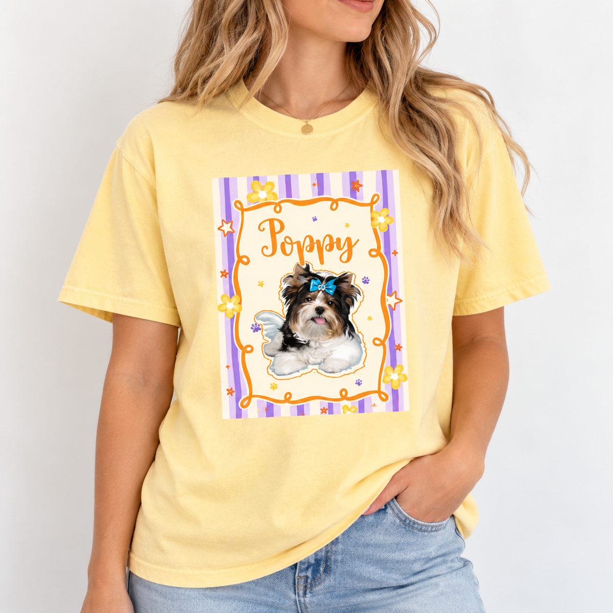 Preppy Bow Frame Pet Portrait Tee – image 6