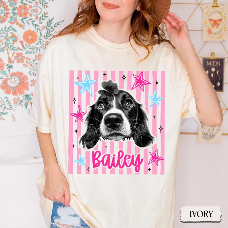 Personalized Retro Checkerboard Pet Portrait Tee – Custom Name & Photo example 2