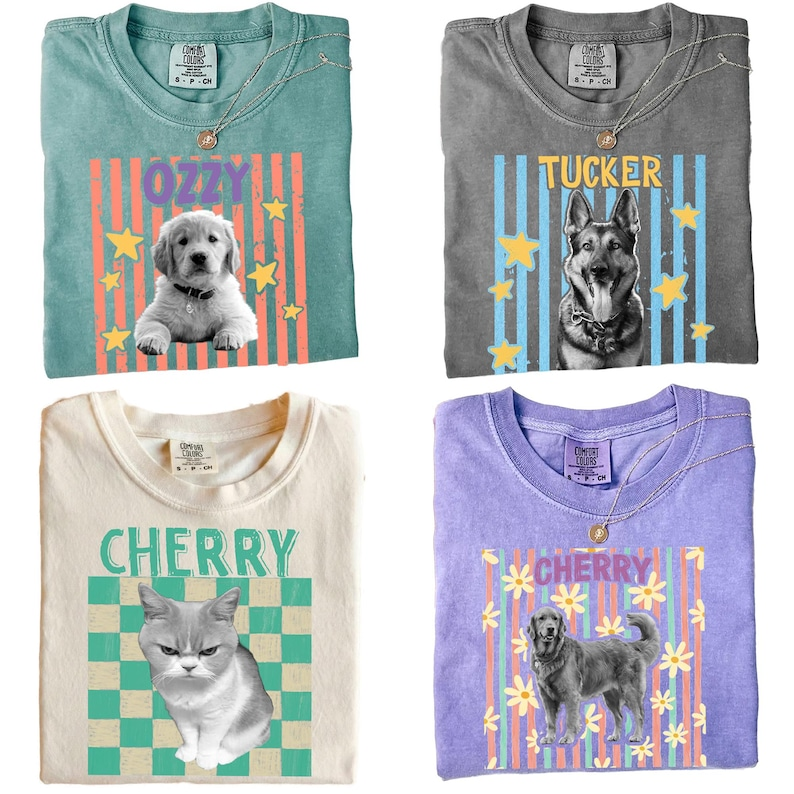 Personalized Pastel Star Pet Portrait Tee – Custom Name & Photo example 5