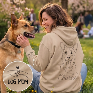 Personalized Pet Portrait Hoodie with Sleeve Print – Custom Photo & Name Gift