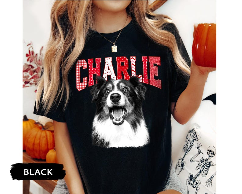 Personalized Gingham Varsity Pet Portrait Tee – Custom Name & Photo example 6