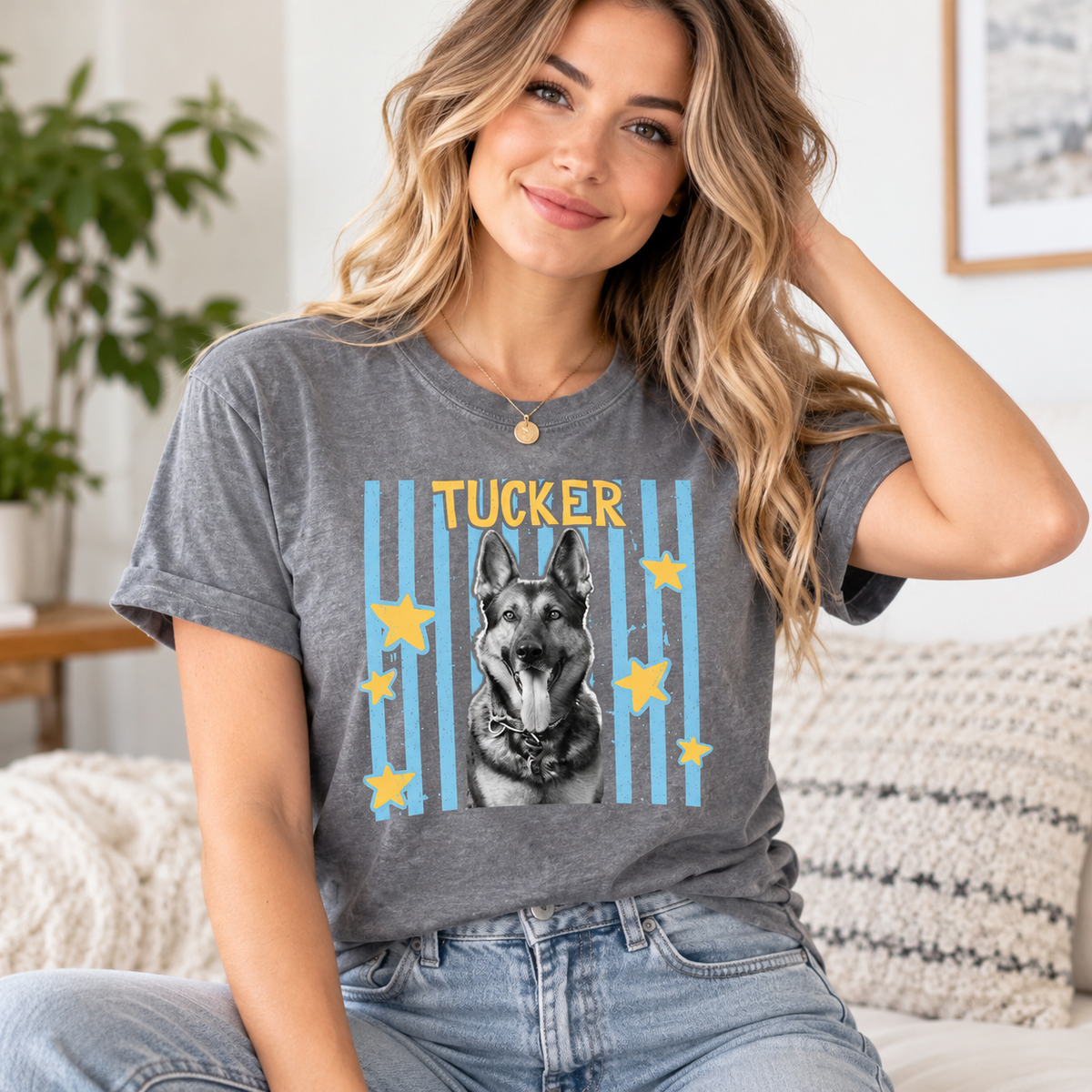 Personalized Pastel Star Pet Portrait Tee – Custom Name & Photo example 4