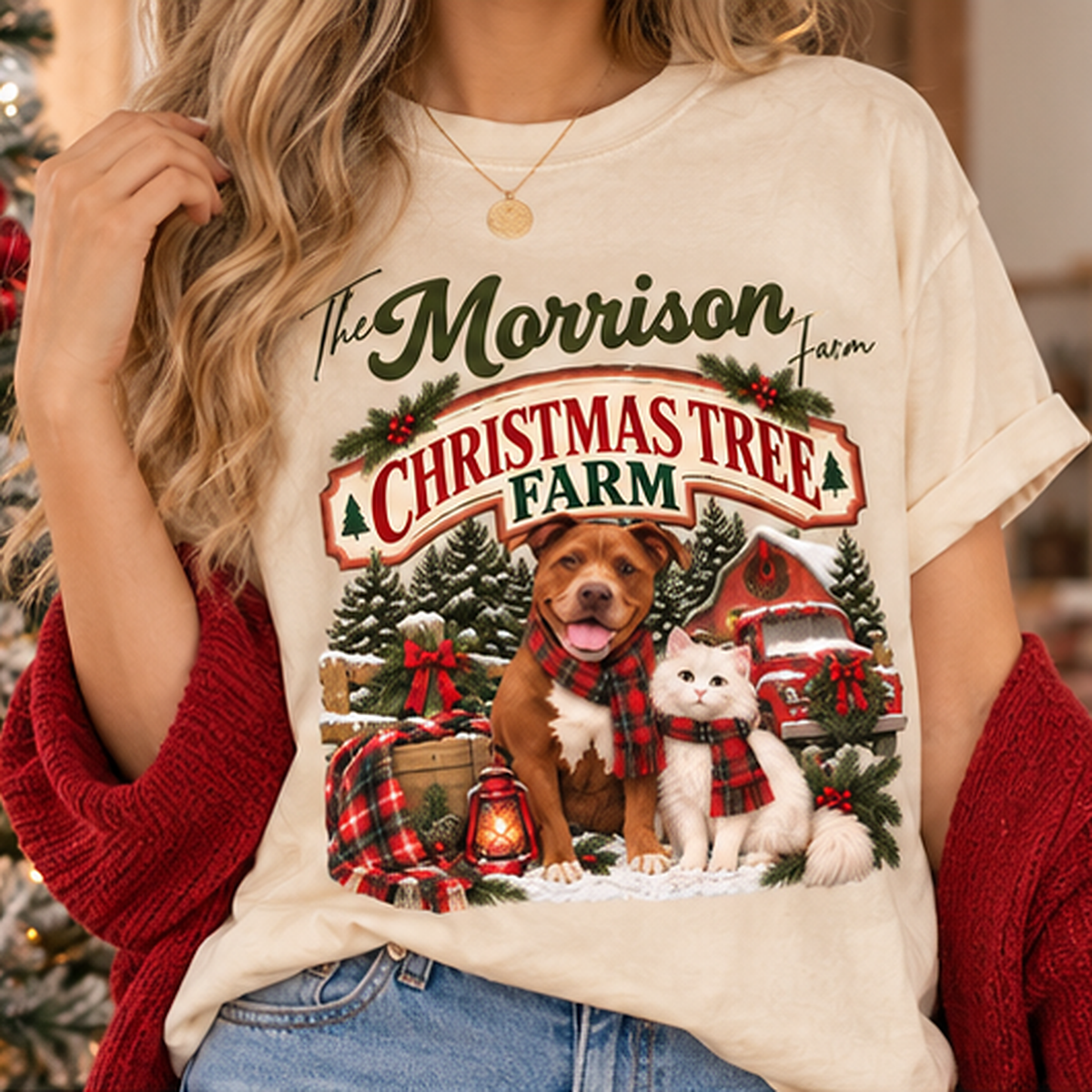 Christmas Tree Farm Pet Portrait Tee – image 2