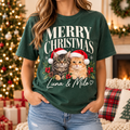 Personalized Merry Christmas Pet & Family Portrait Tee – Custom Names & Photos example 6