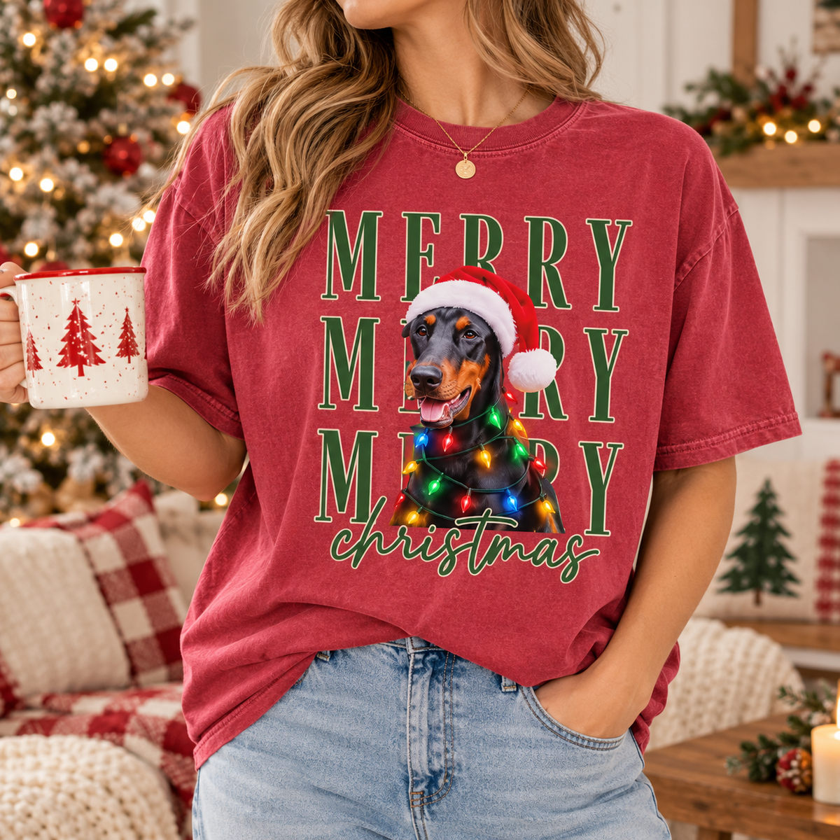 Personalized Merry Christmas Pet Portrait Tee – Custom Photo example 2
