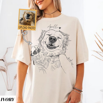 Personalized Line Art Pet Portrait Shirt – Custom Photo & Name Gift