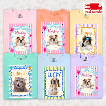 Preppy Bow Frame Pet Portrait Tee – image 1