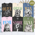 Personalized Black & White Pet Portrait Tee – Custom Name & Photo